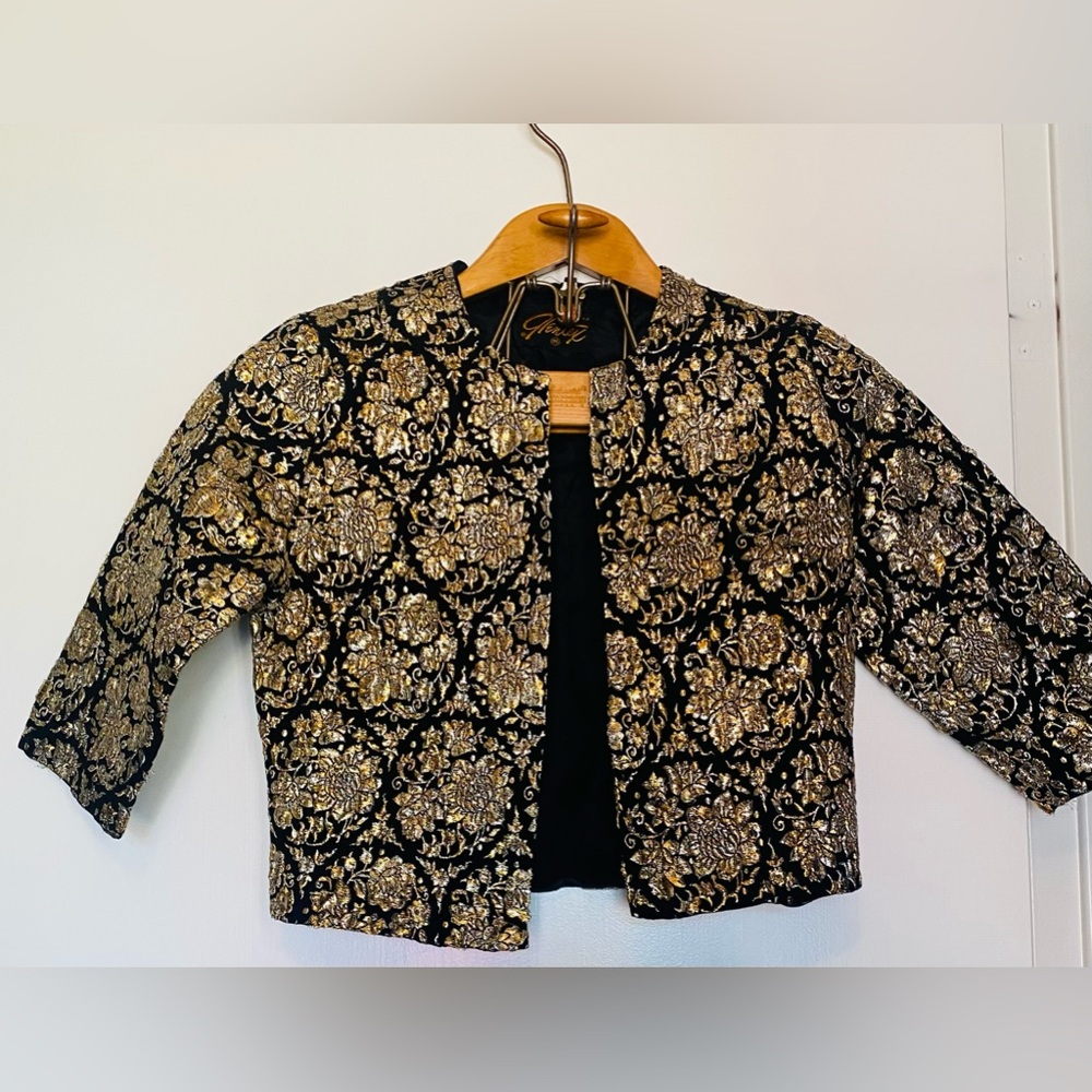Vintage Glentex Metallic Brocade Cropped Jacket